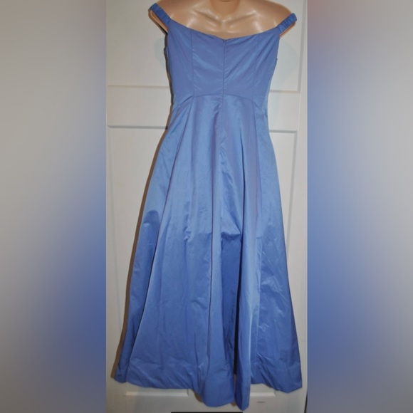 FREE PEOPLE Alinda Blue Off the Shoulder Midi Dress Pockets size 4 NWT $228.00 - Picture 6 of 9